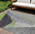 10 X 14 Sage Green And Charcoal Abstract Washable Indoor Outdoor Area Rug