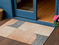 3 X 5 Coral Peach And Gray Abstract Washable Indoor Outdoor Area Rug