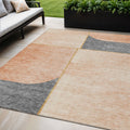 5 X 8 Coral Peach And Gray Abstract Washable Indoor Outdoor Area Rug
