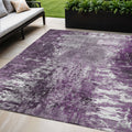 5 X 8 Eggplant Purple And Lavender Abstract Washable Indoor Outdoor Area Rug