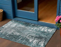 3 X 5 Teal Blue Gray And Charcoal Abstract Washable Indoor Outdoor Area Rug