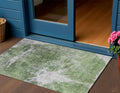 3 X 5 Green And Gray Abstract Washable Indoor Outdoor Area Rug