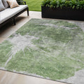 5 X 8 Green And Gray Abstract Washable Indoor Outdoor Area Rug