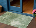 3 X 5 Fern Green And Artichoke Green Abstract Washable Indoor Outdoor Area Rug