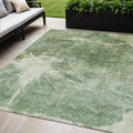5 X 8 Fern Green And Artichoke Green Abstract Washable Indoor Outdoor Area Rug