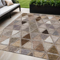 5 X 8 Brown Beige And Khaki Geometric Washable Indoor Outdoor Area Rug