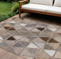 9 X 12 Brown Beige And Khaki Geometric Washable Indoor Outdoor Area Rug