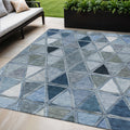 5 X 8 Denim Blue And Sky Blue Geometric Washable Indoor Outdoor Area Rug