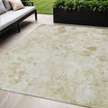 5 X 8 Khaki Beige And Tan Floral Washable Indoor Outdoor Area Rug
