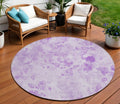 8 Lavender And Purple Round Floral Washable Indoor Outdoor Area Rug