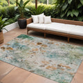 8 X 10 Teal Blue And Green Floral Washable Indoor Outdoor Area Rug