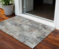 3 X 5 Taupe Gray And Copper Abstract Washable Indoor Outdoor Area Rug