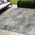 5 X 8 Taupe Gray And Copper Abstract Washable Indoor Outdoor Area Rug