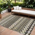 10 X 14 Charcoal Gray And Gold Quatrefoil Washable Indoor Outdoor Area Rug