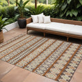 9 X 12 Chocolate And Taupe Quatrefoil Washable Indoor Outdoor Area Rug