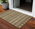 3 X 5 Brown And Taupe Quatrefoil Washable Indoor Outdoor Area Rug