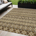5 X 8 Brown And Taupe Quatrefoil Washable Indoor Outdoor Area Rug