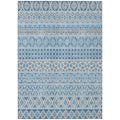 5 X 8 Sky Blue And Denim Blue Quatrefoil Washable Indoor Outdoor Area Rug