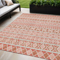 5 X 8 Salmon Beige And Copper Quatrefoil Washable Indoor Outdoor Area Rug