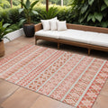 8 X 10 Salmon Beige And Copper Quatrefoil Washable Indoor Outdoor Area Rug