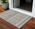 3 X 5 Taupe Beige And Gray Quatrefoil Washable Indoor Outdoor Area Rug