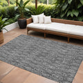 8 X 10 Gray Charcoal And Silver Geometric Washable Indoor Outdoor Area Rug