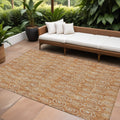 8 X 10 Terra Cotta Copper And Beige Geometric Washable Indoor Outdoor Area Rug