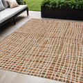 5 X 8 Orange Beige And Copper Striped Washable Indoor Outdoor Area Rug