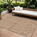 8 X 10 Orange Beige And Copper Striped Washable Indoor Outdoor Area Rug