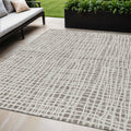 5 X 8 Taupe And Beige Striped Washable Indoor Outdoor Area Rug