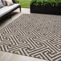 5 X 8 Brown And Beige Geometric Washable Indoor Outdoor Area Rug