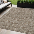 5 X 8 Chocolate And Beige Geometric Washable Indoor Outdoor Area Rug