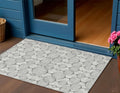 3 X 5 White Gray And Silver Geometric Washable Indoor Outdoor Area Rug