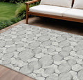 10 X 14 White Gray And Silver Geometric Washable Indoor Outdoor Area Rug