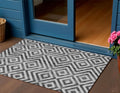 3 X 5 Black Gray And Silver Geometric Washable Indoor Outdoor Area Rug