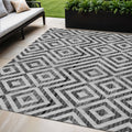 5 X 8 Black Gray And Silver Geometric Washable Indoor Outdoor Area Rug