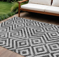 10 X 14 Black Gray And Silver Geometric Washable Indoor Outdoor Area Rug
