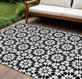 10 X 14 Black Gray And Silver Floral Medallion Washable Indoor Outdoor Area Rug