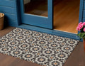 3 X 5 Charcoal Silver And Copper Floral Medallion Washable Indoor Outdoor Area Rug