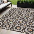 5 X 8 Charcoal Silver And Copper Floral Medallion Washable Indoor Outdoor Area Rug