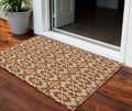 3 X 5 Orange Beige And Copper Floral Medallion Washable Indoor Outdoor Area Rug