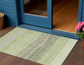 3 X 5 Artichoke Green And Taupe Striped Washable Indoor Outdoor Area Rug