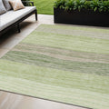 5 X 8 Artichoke Green And Taupe Striped Washable Indoor Outdoor Area Rug