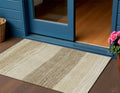 3 X 5 Beige Brown And Taupe Striped Washable Indoor Outdoor Area Rug