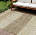 8 X 10 Beige Brown And Taupe Striped Washable Indoor Outdoor Area Rug
