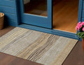 3 X 5 Taupe Brown And Beige Striped Washable Indoor Outdoor Area Rug