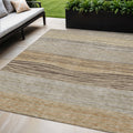 5 X 8 Taupe Brown And Beige Striped Washable Indoor Outdoor Area Rug