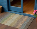 3 X 5 Chocolate Gray And Green Striped Washable Indoor Outdoor Area Rug