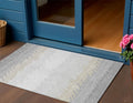 3 X 5 Silver Gray And Beige Striped Washable Indoor Outdoor Area Rug