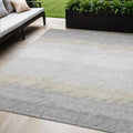 5 X 8 Silver Gray And Beige Striped Washable Indoor Outdoor Area Rug